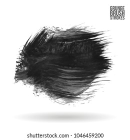 Grey brush stroke and texture. Grunge vector abstract hand - painted element. Underline and border design.