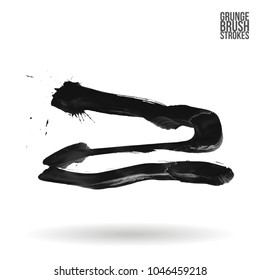 Grey brush stroke and texture. Grunge vector abstract hand - painted element. Underline and border design.