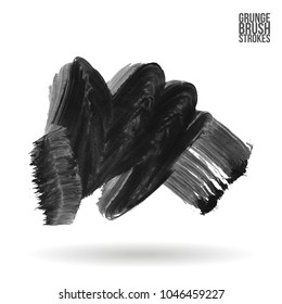 Grey brush stroke and texture. Grunge vector abstract hand - painted element. Underline and border design.