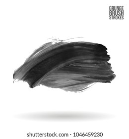Grey brush stroke and texture. Grunge vector abstract hand - painted element. Underline and border design.