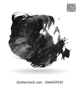 Grey brush stroke and texture. Grunge vector abstract hand - painted element. Underline and border design.