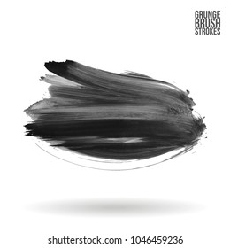 Grey brush stroke and texture. Grunge vector abstract hand - painted element. Underline and border design.