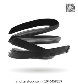 Grey brush stroke and texture. Grunge vector abstract hand - painted element. Underline and border design.