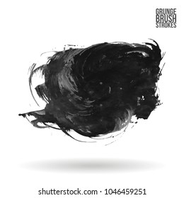 Grey brush stroke and texture. Grunge vector abstract hand - painted element. Underline and border design.