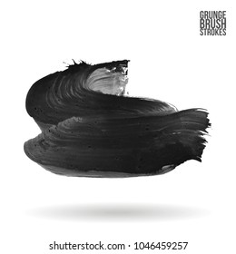 Grey brush stroke and texture. Grunge vector abstract hand - painted element. Underline and border design.