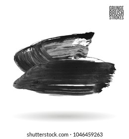 Grey brush stroke and texture. Grunge vector abstract hand - painted element. Underline and border design.