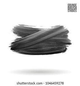 Grey brush stroke and texture. Grunge vector abstract hand - painted element. Underline and border design.