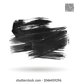 Grey brush stroke and texture. Grunge vector abstract hand - painted element. Underline and border design.
