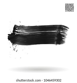 Grey brush stroke and texture. Grunge vector abstract hand - painted element. Underline and border design.
