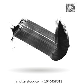 Grey brush stroke and texture. Grunge vector abstract hand - painted element. Underline and border design.