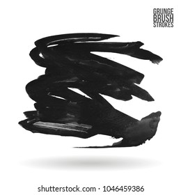 Grey brush stroke and texture. Grunge vector abstract hand - painted element. Underline and border design.