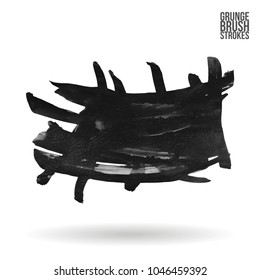 Grey brush stroke and texture. Grunge vector abstract hand - painted element. Underline and border design.