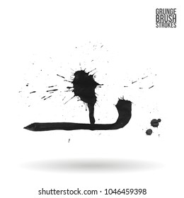 Grey brush stroke and texture. Grunge vector abstract hand - painted element. Underline and border design.