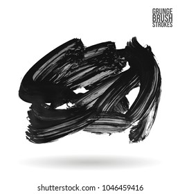 Grey brush stroke and texture. Grunge vector abstract hand - painted element. Underline and border design.