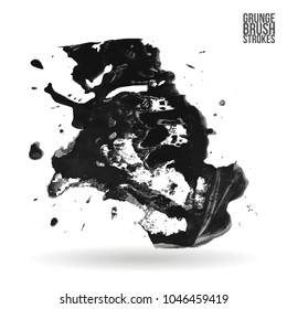 Grey brush stroke and texture. Grunge vector abstract hand - painted element. Underline and border design.