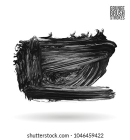 Grey brush stroke and texture. Grunge vector abstract hand - painted element. Underline and border design.