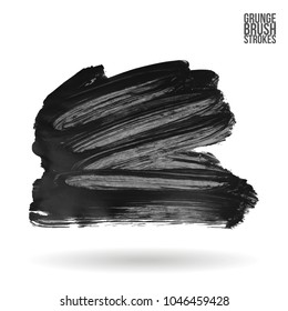 Grey brush stroke and texture. Grunge vector abstract hand - painted element. Underline and border design.