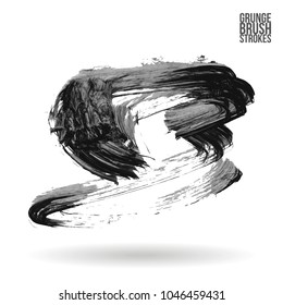 Grey brush stroke and texture. Grunge vector abstract hand - painted element. Underline and border design.