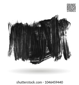 Grey brush stroke and texture. Grunge vector abstract hand - painted element. Underline and border design.