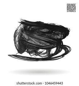 Grey brush stroke and texture. Grunge vector abstract hand - painted element. Underline and border design.