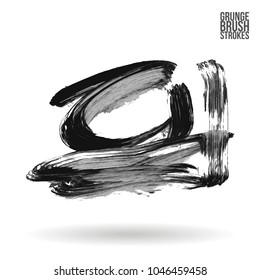 Grey brush stroke and texture. Grunge vector abstract hand - painted element. Underline and border design.