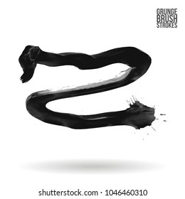Grey brush stroke and texture. Grunge vector abstract hand - painted element. Underline and border design.