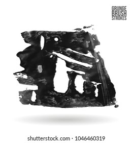 Grey brush stroke and texture. Grunge vector abstract hand - painted element. Underline and border design.