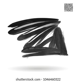 Grey brush stroke and texture. Grunge vector abstract hand - painted element. Underline and border design.