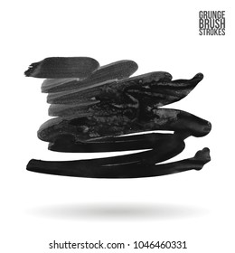 Grey brush stroke and texture. Grunge vector abstract hand - painted element. Underline and border design.