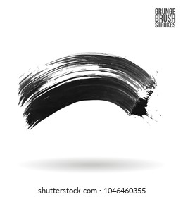 Grey brush stroke and texture. Grunge vector abstract hand - painted element. Underline and border design.