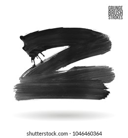 Grey brush stroke and texture. Grunge vector abstract hand - painted element. Underline and border design.