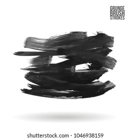 Grey  brush stroke and texture. Grunge vector abstract hand - painted element. Underline and border design.