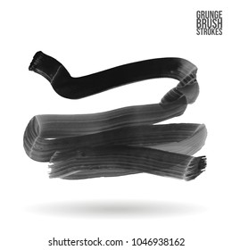 Grey  brush stroke and texture. Grunge vector abstract hand - painted element. Underline and border design.
