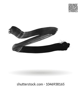 Grey  brush stroke and texture. Grunge vector abstract hand - painted element. Underline and border design.