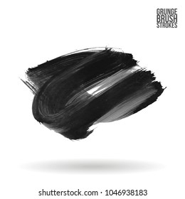 Grey  brush stroke and texture. Grunge vector abstract hand - painted element. Underline and border design.