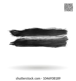 Grey  brush stroke and texture. Grunge vector abstract hand - painted element. Underline and border design.