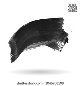 Grey  brush stroke and texture. Grunge vector abstract hand - painted element. Underline and border design.