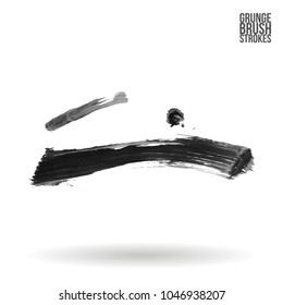 Grey  brush stroke and texture. Grunge vector abstract hand - painted element. Underline and border design.