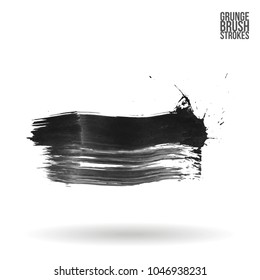 Grey  brush stroke and texture. Grunge vector abstract hand - painted element. Underline and border design.