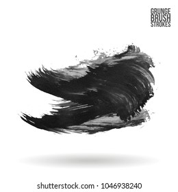 Grey  brush stroke and texture. Grunge vector abstract hand - painted element. Underline and border design.