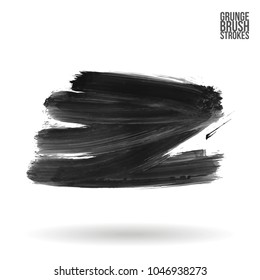 Grey  brush stroke and texture. Grunge vector abstract hand - painted element. Underline and border design.