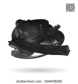 Grey  brush stroke and texture. Grunge vector abstract hand - painted element. Underline and border design.