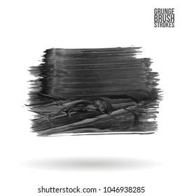 Grey  brush stroke and texture. Grunge vector abstract hand - painted element. Underline and border design.