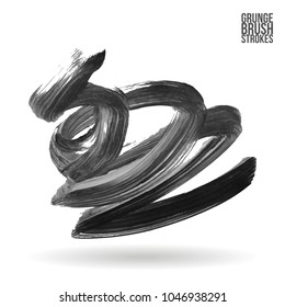 Grey  brush stroke and texture. Grunge vector abstract hand - painted element. Underline and border design.