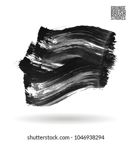 Grey  brush stroke and texture. Grunge vector abstract hand - painted element. Underline and border design.