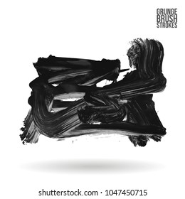 Grey  brush stroke and texture. Grunge vector abstract hand - painted element. Underline and border design.