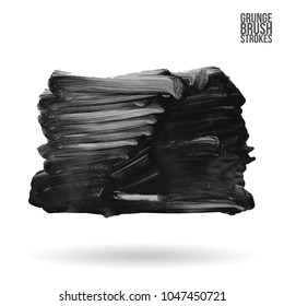 Grey  brush stroke and texture. Grunge vector abstract hand - painted element. Underline and border design.