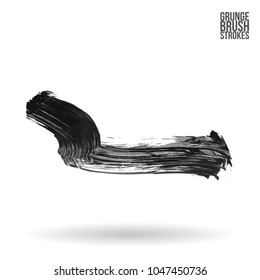 Grey  brush stroke and texture. Grunge vector abstract hand - painted element. Underline and border design.