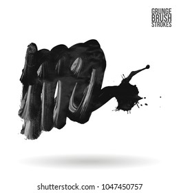 Grey  brush stroke and texture. Grunge vector abstract hand - painted element. Underline and border design.