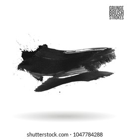 Grey  brush stroke and texture. Grunge vector abstract hand - painted element. Underline and border design.